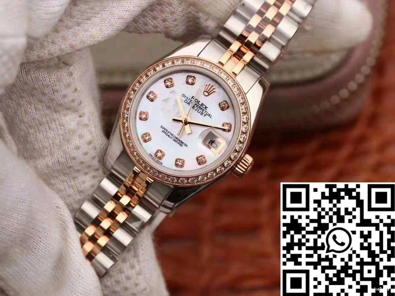 Rolex 28MM Enamel Dial Lady Two Bracelet Datejust Tone 0401